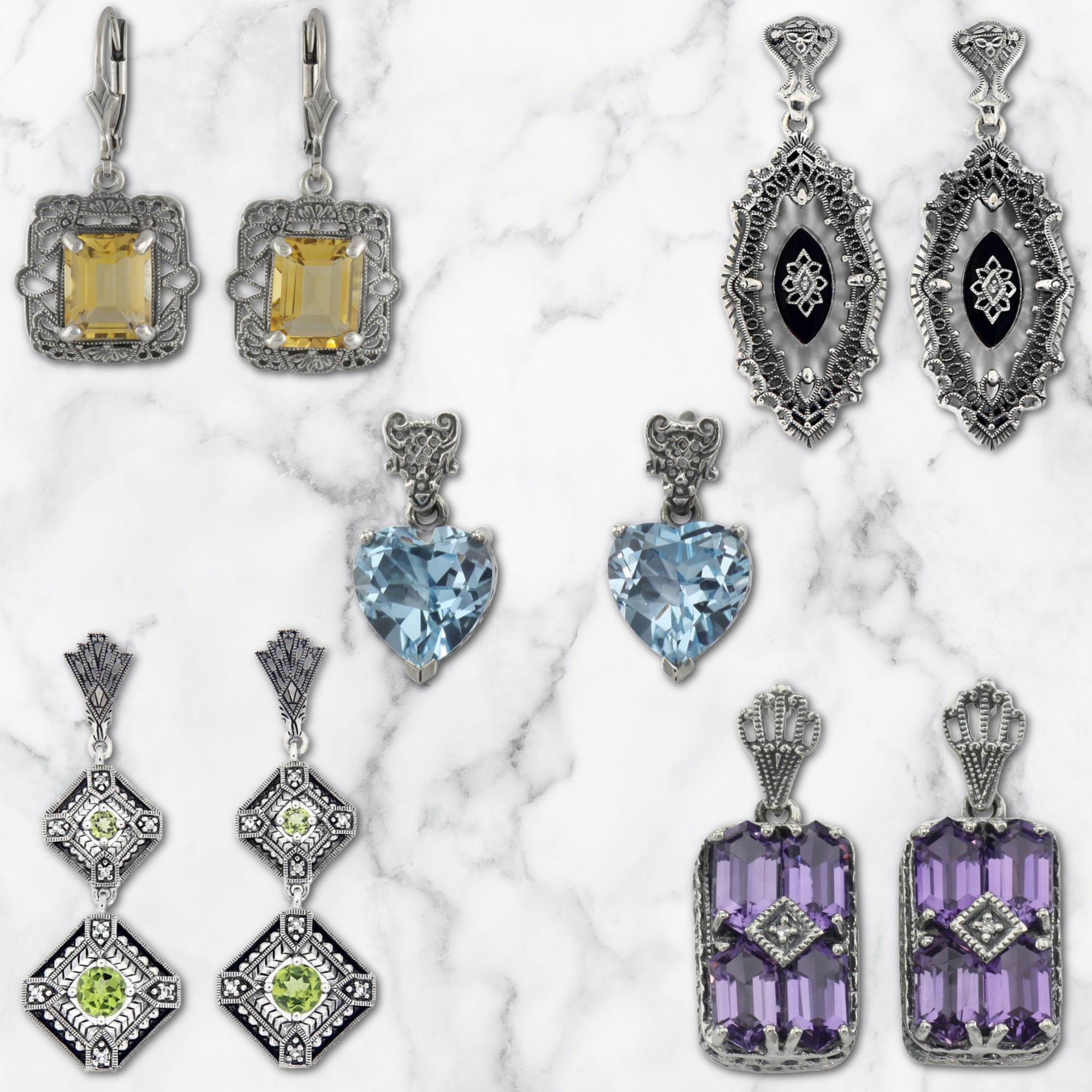 Vintage Inspired Sterling Silver Earring Collection