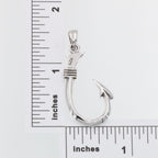 Detail view of Large Men's Classic Barbed Fish Hook barb Pendant highlighting design details