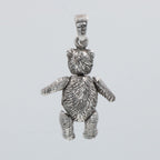 Back view of Teddy Bear Pendant Charm Movable Head, Arms & Legs - Large showing 925 sterling silver hallmark and spring ring 