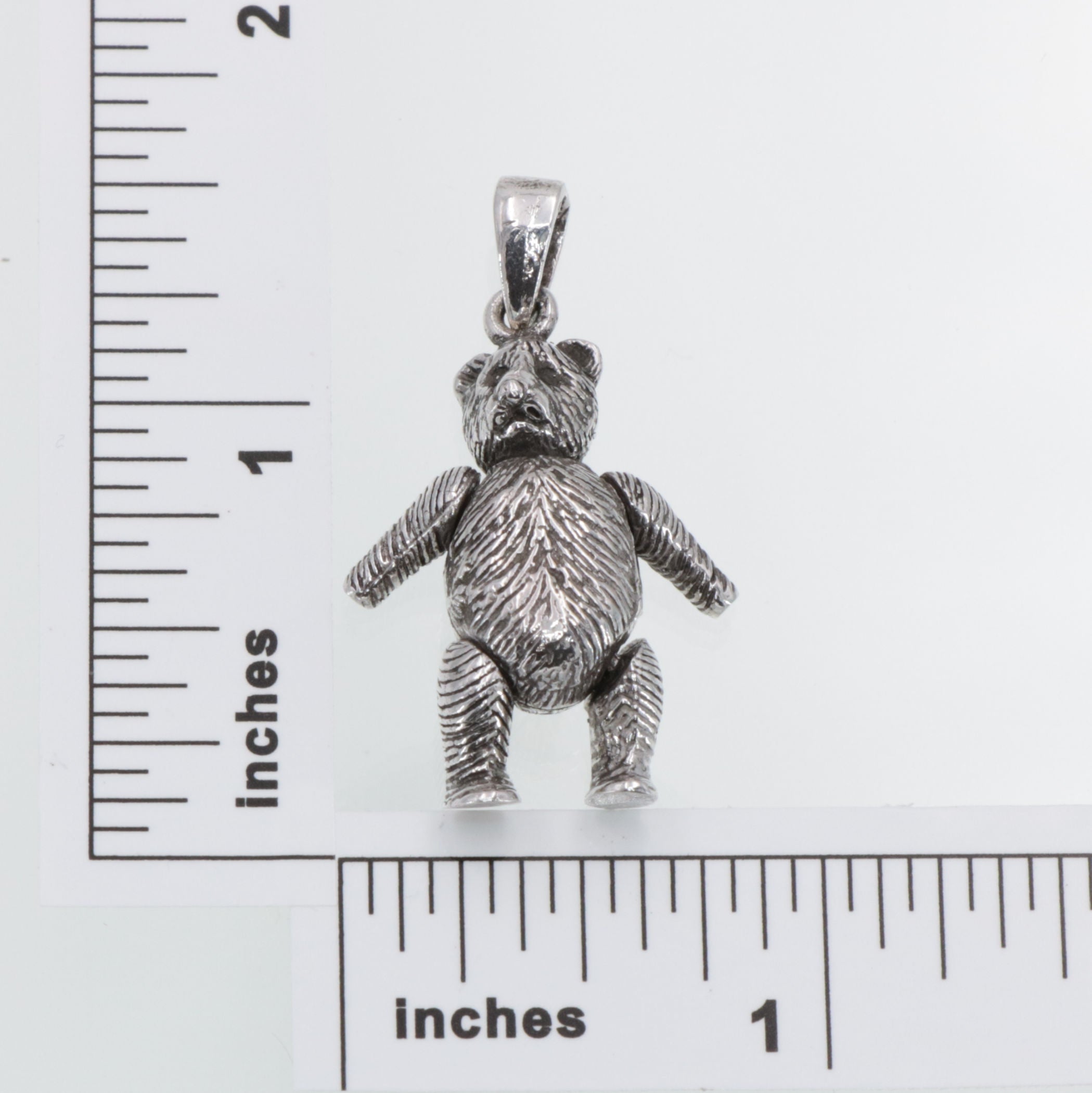 Detail view of Teddy Bear Pendant Charm Movable Head, Arms & Legs - Large highlighting design details