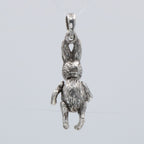 Back view of Moveable Rabbit Pendant Charm Arms, Legs & Head move in pure Sterling Silver showing 925 sterling silver hallmar