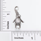 Detail view of Moveable Rabbit Pendant Charm Arms, Legs & Head move in pure Sterling Silver highlighting design details