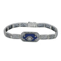 Victorian style, Diamond, Lapis, sterling silver bracelets, front view
