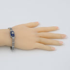 Detail view of Blue Lapis Lazuli Victorian Style Filigree Bracelet with Natural Diamond Accent 7 1/4 Sterling Silver highligh