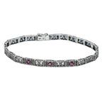Victorian style, Ruby, sterling silver bracelets, front view