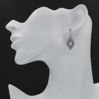 Detail view of Classic Art Deco Style Sterling Silver 5mm Semi Mount Filigree Earrings highlighting filigree detail