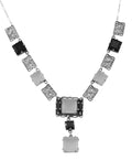 Art Deco style, Onyx, Crystal, sterling silver necklaces, front view
