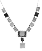 Art Deco style, Onyx, Crystal, sterling silver necklaces, front view