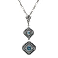 Art Deco style, Blue Topaz, London Blue Topaz, sterling silver necklaces, front view