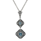 Art Deco style, Blue Topaz, London Blue Topaz, sterling silver necklaces, front view