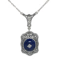 Art Deco style, Diamond, Lapis, sterling silver pendants, front view