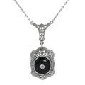 Art Deco style, Diamond, Black Onyx, sterling silver pendants, front view