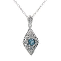 Art Deco style, Blue Topaz, London Blue Topaz, sterling silver pendants, front view