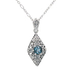 Art Deco style, Blue Topaz, London Blue Topaz, sterling silver pendants, front view