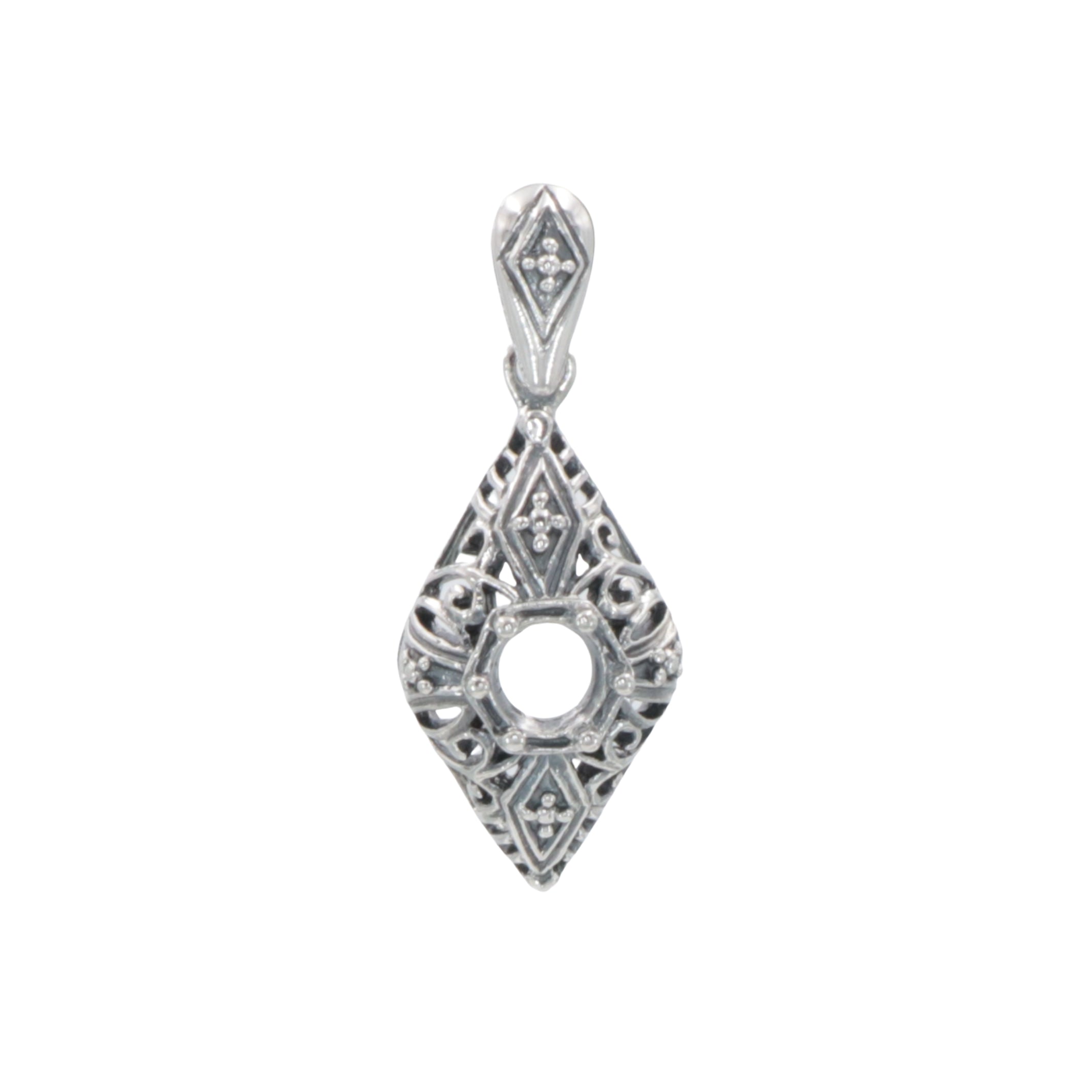 Art Deco style, sterling silver pendants, front view