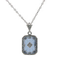 Art Deco style, Diamond, Crystal, sterling silver pendants, front view