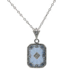 Art Deco style, Diamond, Crystal, sterling silver pendants, front view