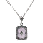Art Deco style, Diamond, Crystal, sterling silver pendants, front view