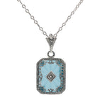Art Deco style, Diamond, Crystal, sterling silver pendants, front view