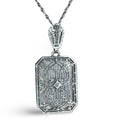 Victorian style, Diamond, Camphor Glass, sterling silver pendants, front view