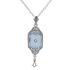 Art Deco style, Diamond, Crystal, sterling silver pendants, front view