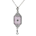 Art Deco style, Diamond, Crystal, sterling silver pendants, front view