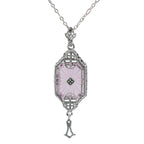 Art Deco style, Diamond, Crystal, sterling silver pendants, front view