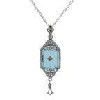 Art Deco style, Diamond, Crystal, sterling silver pendants, front view