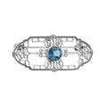 Art Deco style, Blue Topaz, London Blue Topaz, sterling silver brooches / pins, front view