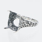Detail view of Art Deco Semi Mount Filigree Ring will hold 12x15mm Barrel Shape Gemstone highlighting design details