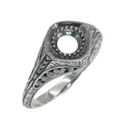 Art Deco style, sterling silver semi mount rings, front view