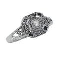 Filigree, Sapphire, sterling silver rings, front view
