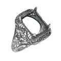 Art Deco style, sterling silver semi mount rings, front view