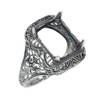 Art Deco style, sterling silver semi mount rings, front view