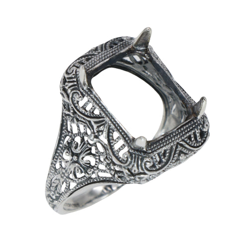 Art Deco style, sterling silver semi mount rings, front view