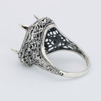 Detail view of Art Deco Semi Mount Filigree Ring will hold 10 x 12mm Octagon Shaped Gemstone highlighting design details
