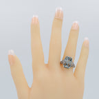 Detail view of Art Deco Style 2 Carat Blue Topaz Filigree Ring w/ Diamond Sterling Silver highlighting Blue Topaz, Diamond