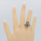 Detail view of Art Deco Two Stone 5mm & 6mm Sterling Silver Semi Mount Filigree Ring highlighting design details