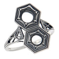 Art Deco style, sterling silver semi mount rings, front view