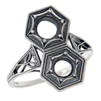 Art Deco style, sterling silver semi mount rings, front view