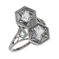 Art Deco style, White Topaz, sterling silver rings, front view