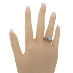 Detail view of Art Deco Style White Topaz Filigree Ring Natural Red Ruby Accents Sterling Silver highlighting White Topaz, Ru