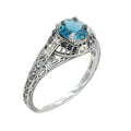 Art Deco style, Blue Topaz, London Blue Topaz, sterling silver rings, front view