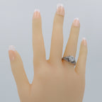 Detail view of Art Deco Style White Topaz Filigree Ring w/ Blue Sapphire Sterling Silver highlighting White Topaz, Sapphire