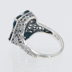 Detail view of Art Deco Style London Blue Topaz with Diamond Accent Filigree Ring highlighting Blue Topaz, London Blue Topaz