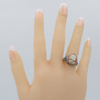 Detail view of Hand Carved Italian Shell Cameo w/ Diamond Necklace Ring highlighting Diamond