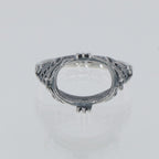 Back view of Classic Victorian Semi Mount for Oval 11 x 14mm Gemstone Filigree Ring Sterling Silver showing 925 sterling silv