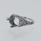 Detail view of Classic Victorian Semi Mount for Oval 11 x 14mm Gemstone Filigree Ring Sterling Silver highlighting design det
