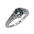 Victorian style, Diamond, sterling silver semi mount rings, front view