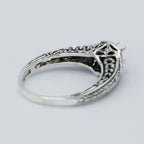 Detail view of Semi Mount for a 4.5mm Gemstone Victorian Filigree Ring w/ 2 Diamonds highlighting Diamond